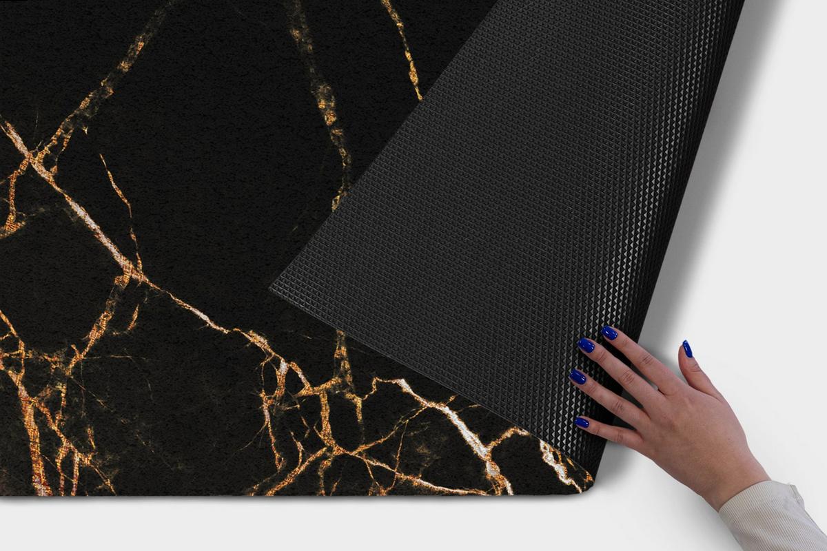 FUSSMATTE 150 x 100 cm Marmoroptik - Dunkelorange/Schwarz, Textil (150/100cm) - TULUP