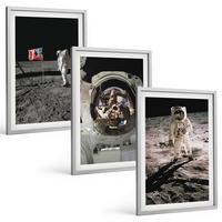 BILDER SET 3er Set - 40x60 cm Silberner Rahmen - NASA-Mondlandung - Silberfarben, Kunststoff (40/60cm) - TULUP
