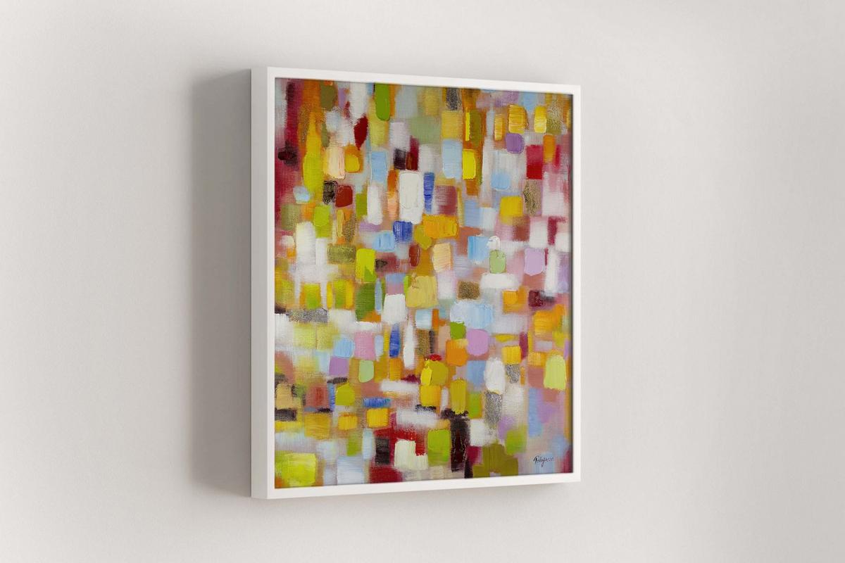ACRYLBILD HANDGEMALT 80/80 cm - Gelb/Multicolor, Holz/Textil (80/80cm) - KUNSTLOFT