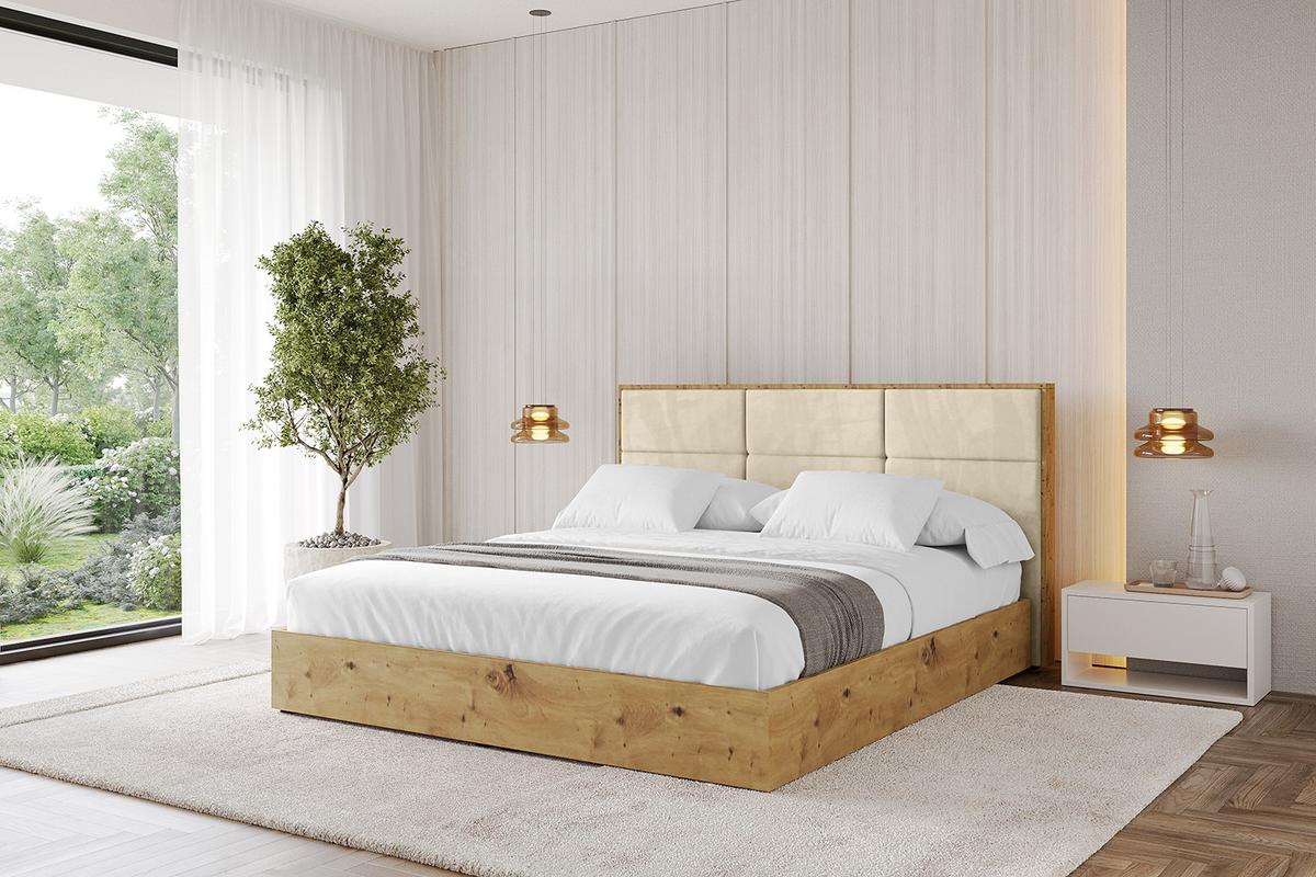 POLSTERBETT mit Bettkasten und Lattenrost, Boxbett ohne Matratze - ENZO1 140x200 Beige - Ecru, Holzwerkstoff/Textil (140/200cm) - ALTDECOR