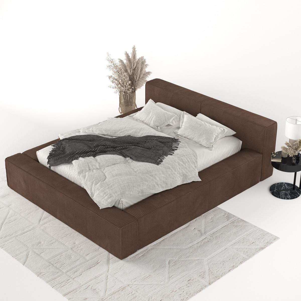 POLSTERBETT Casto mit Stauraum 180/200 cm Braun im Poso Stoff - Schwarz/Naturfarben, Holz/Holzwerkstoff (180/200cm) - AltaBeds