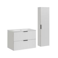 BADMÖBEL 80.2cm Adriel 2er-Set Weiß - Weiß, Holzwerkstoff (80.2/57/46cm) - Petits-meubles