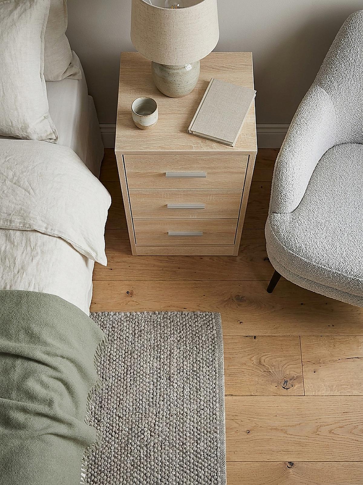 NACHTTISCH Holz 3 Schubladen Melaminbeschichtet Modern, Beige 38x35x68 cm - Beige, Holz/Kunststoff (38/68/35cm) - KADIMA DESIGN