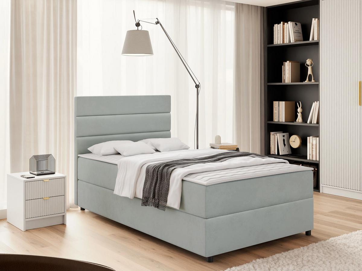 BOXBETT Elen - H3 - Hellgrau/Schwarz, Holz/Holzwerkstoff (90/200cm) - MIRJAN24