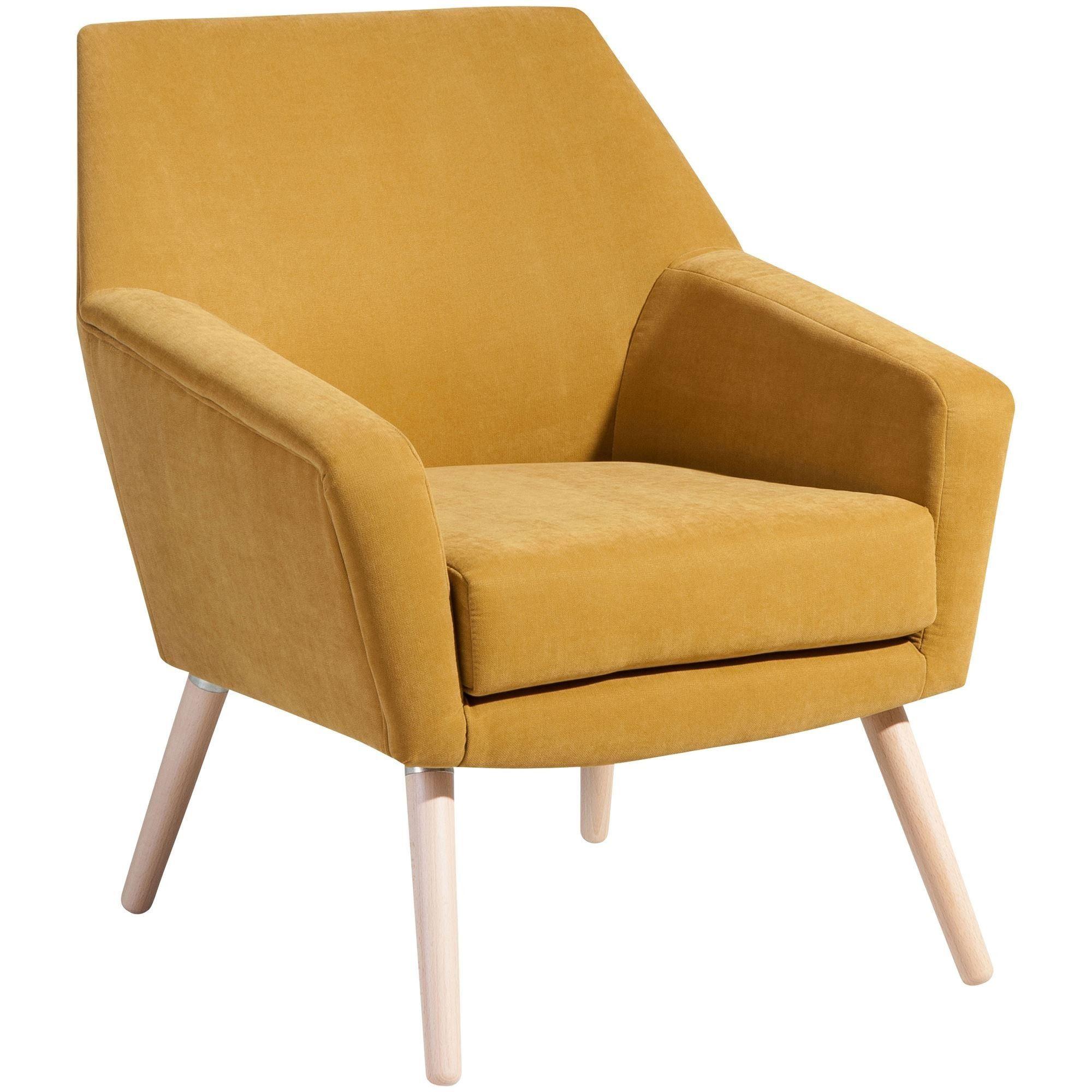SESSEL Kachka Bezug Veloursstoff Buche natur / mais - Gelb/Buchefarben, Kunststoff (71/81/67cm) - 58aufmkessel