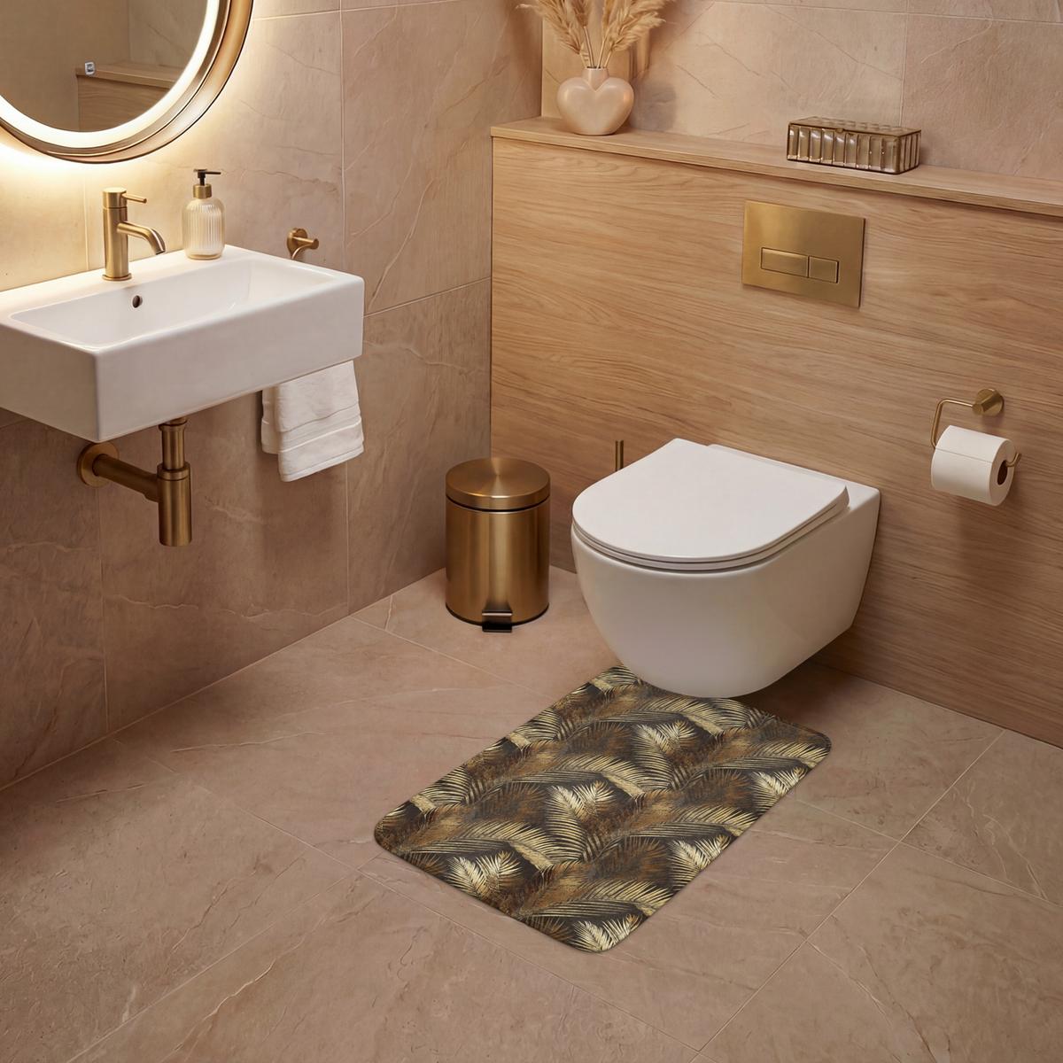 WC-VORLEGER Tropisch - Blätter - Gold WC Teppich 40x60 cm - Goldfarben, Textil (40/1cm) - OnlyWow