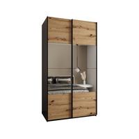 SCHWEBETÜRENSCHRANK 245,5/130/64 2-türig - Schwarz/Eiche Artisan, Holz/Metall (130/245/64cm) - Abiks Möbel
