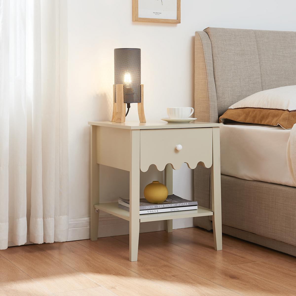 NACHTTISCH Luspoo I. - Creme, Holzwerkstoff (40/50/40cm) - [en.casa]