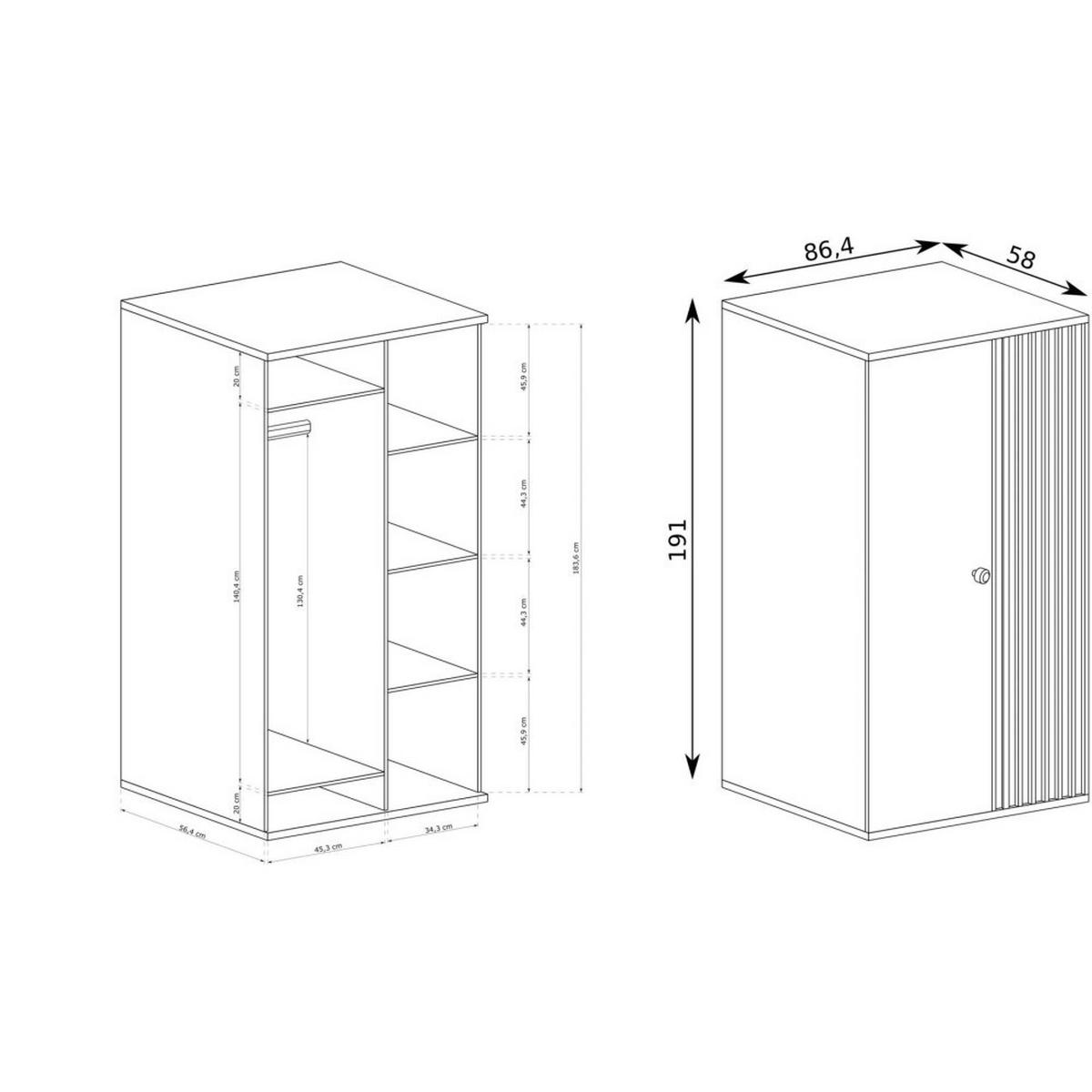 DREHTÜRENSCHRANK Caya mit zwei Türen, eiche Artisan - Eiche Artisan, Holzwerkstoff (86/191/58cm) - Beautysofa