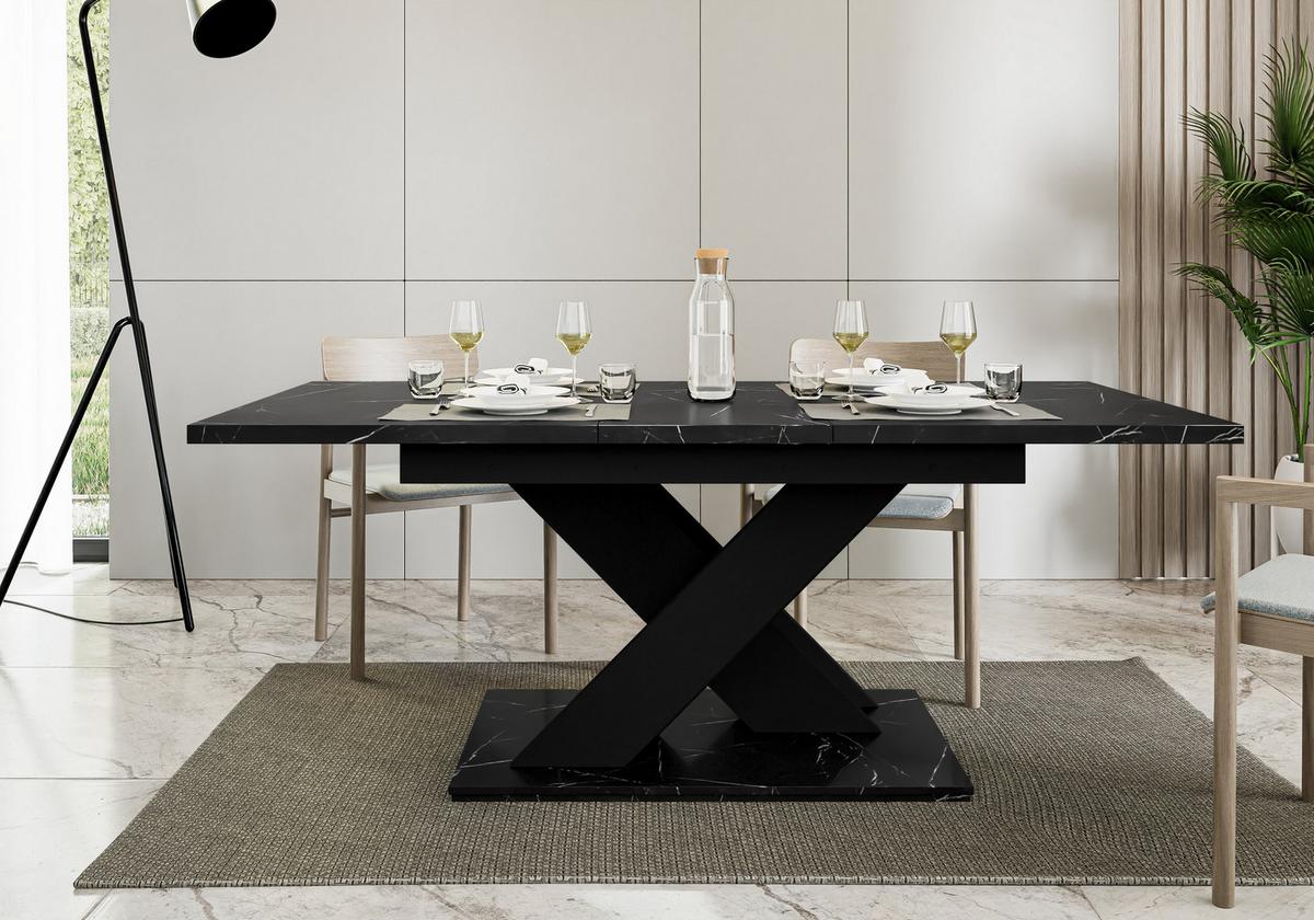 ESSTISCH RUDEN Ausziehbar 140 - 180 / 80 x 76 cm - Hellgrau/Schwarz, Holz (140/80/76cm) - MASSENO
