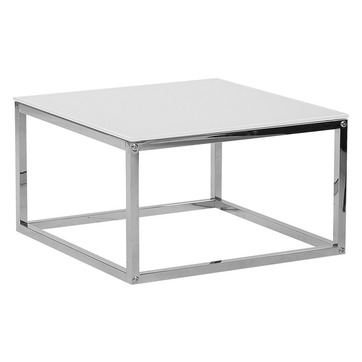 COUCHTISCH 2er-Set Quadratisch Weiß/Silber Brea - Weiß, Glas (60/60/35cm) - Beliani