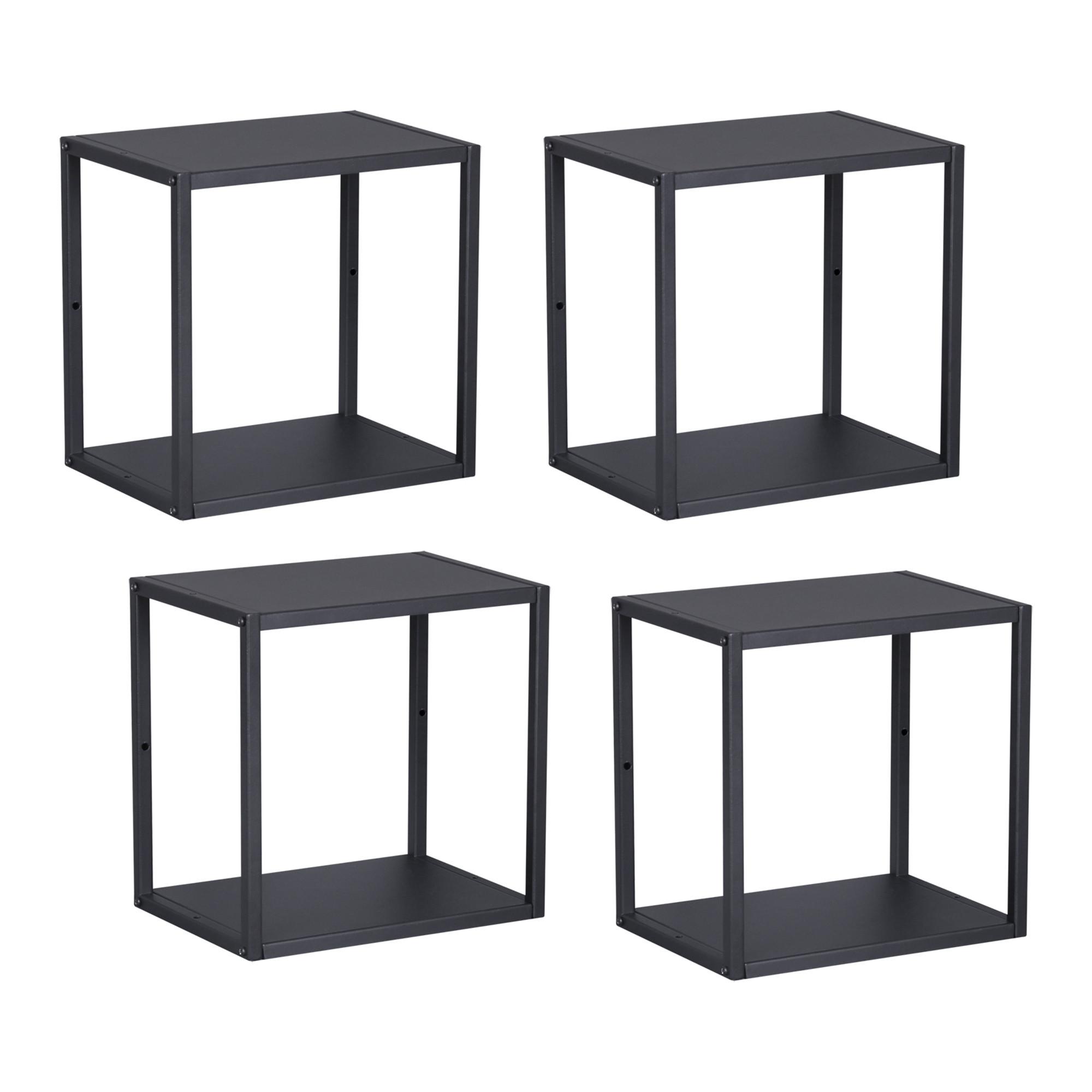 WANDREGAL-SET 4 TLG. Nostened - Schwarz, Metall (27.5/27.5/20cm) - [en.casa]