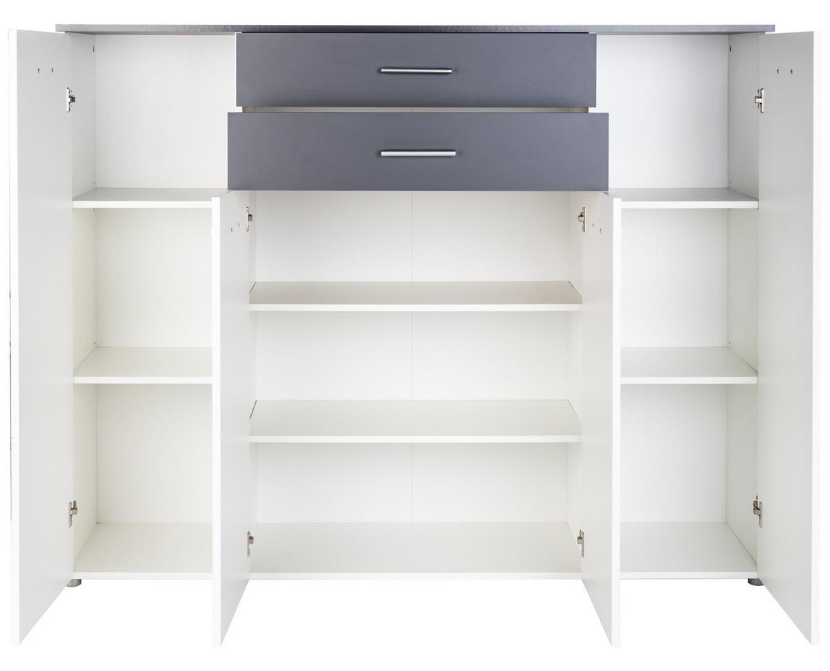HIGHBOARD Kommode Prato - Anthrazit/Silberfarben, Holzwerkstoff/Kunststoff (156/123/39cm) - arthur berndt