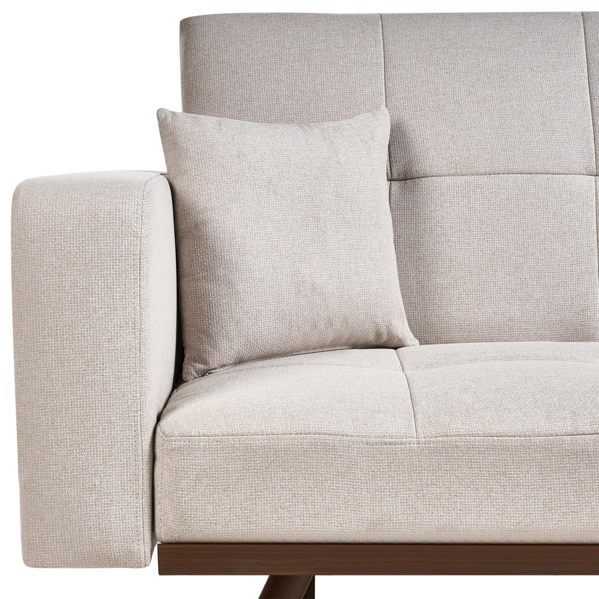 SCHLAFSOFA 3-Sitzer Hellbeige Hjulby - Beige, Textil (220/90/82cm) - Beliani