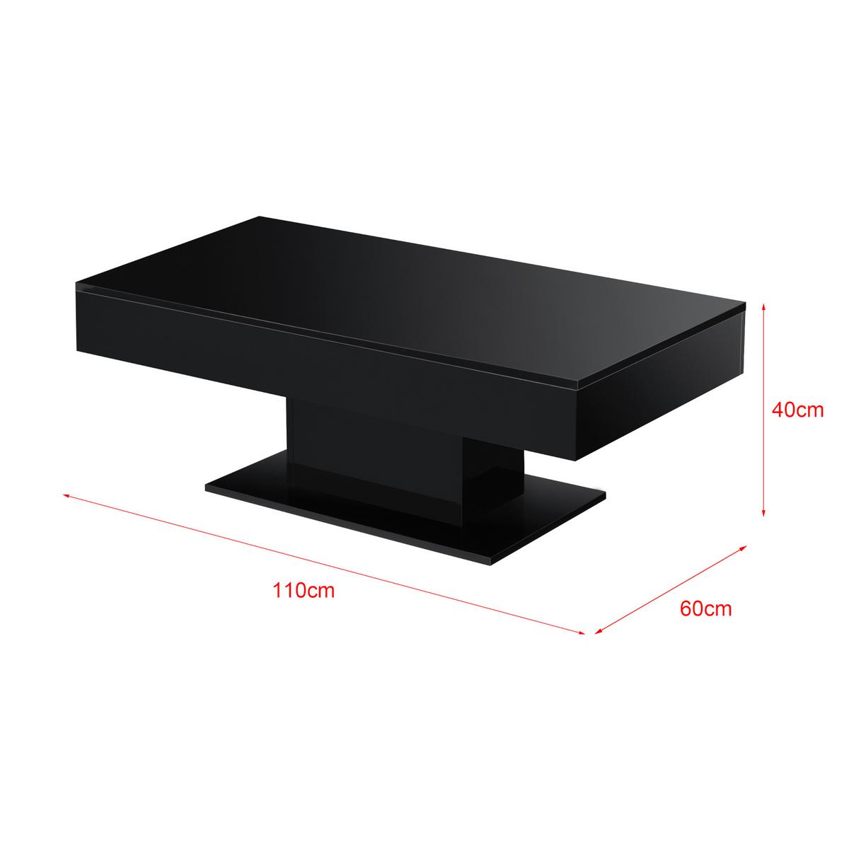 COUCHTISCH Lünen 110/60/40 - Schwarz Hochglanz, Holzwerkstoff (60/110/40cm) - [en.casa]