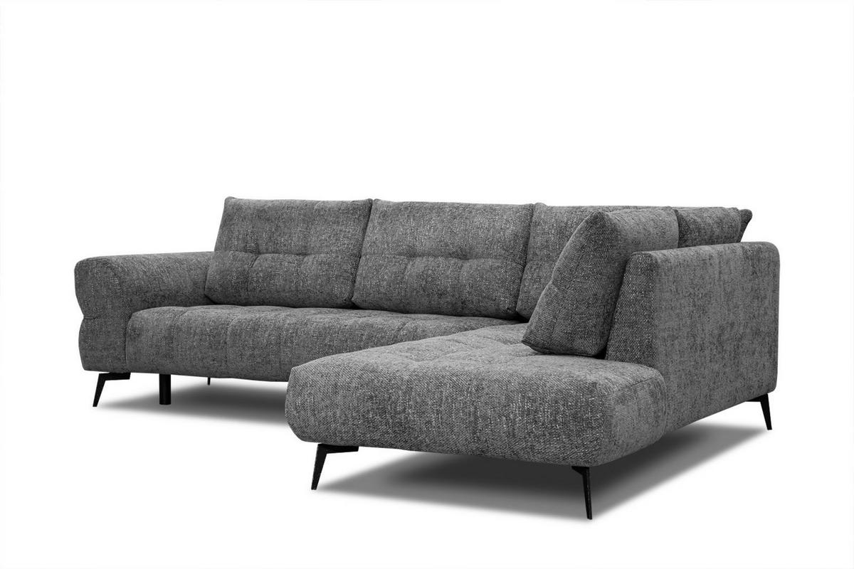 ECKSOFA SALVINI 5-Sitzer, dunkelgrau - Dunkelgrau/Schwarz, Holzwerkstoff/Textil (292/158cm) - Wozimo