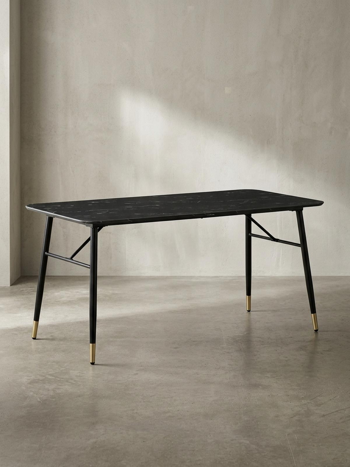 ESSTISCH Marmoroptik Metall Rechteckig Modern Klein, Schwarz 140x80x76 cm - Goldfarben/Schwarz, Holzwerkstoff/Metall (80/140/76cm) - KADIMA DESIGN