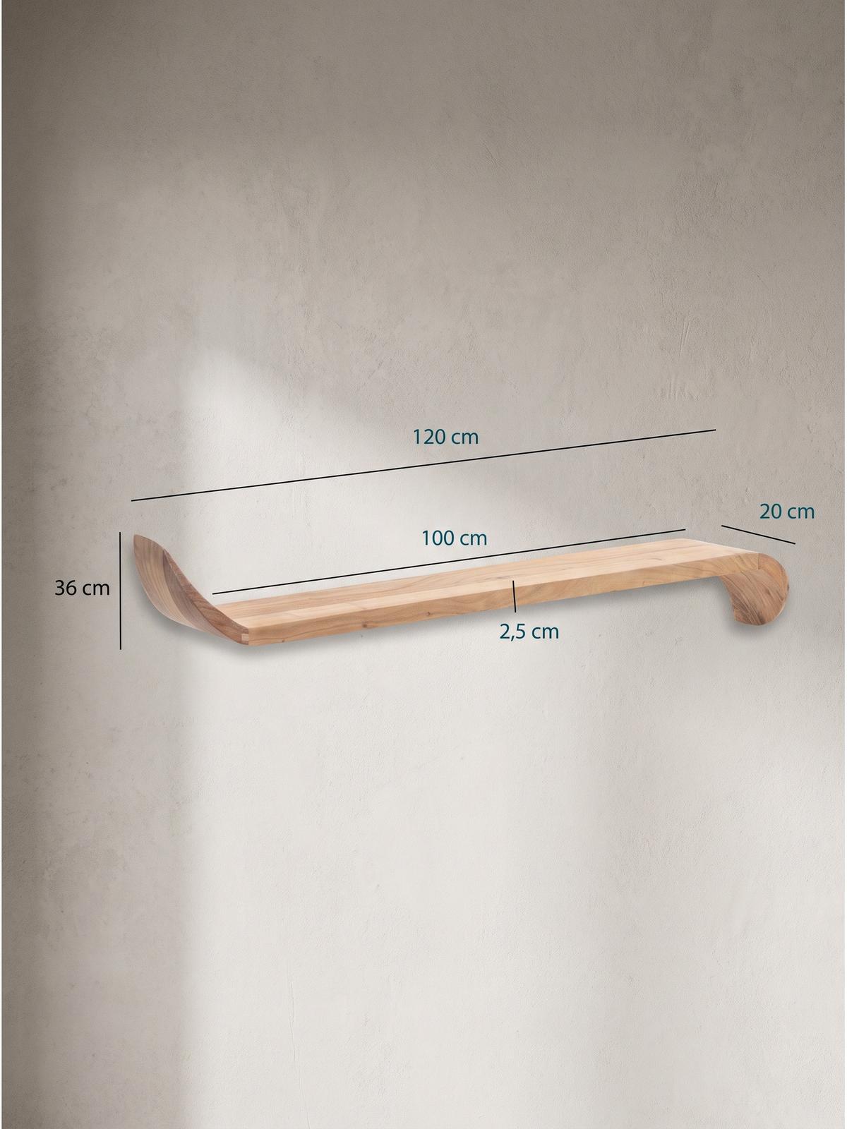 WANDREGAL ARBOGA, Mango Massivholz, handgefertigt, 120 x 20 x 36 cm - Braun, Holz (120/36/20cm) - KADIMA DESIGN