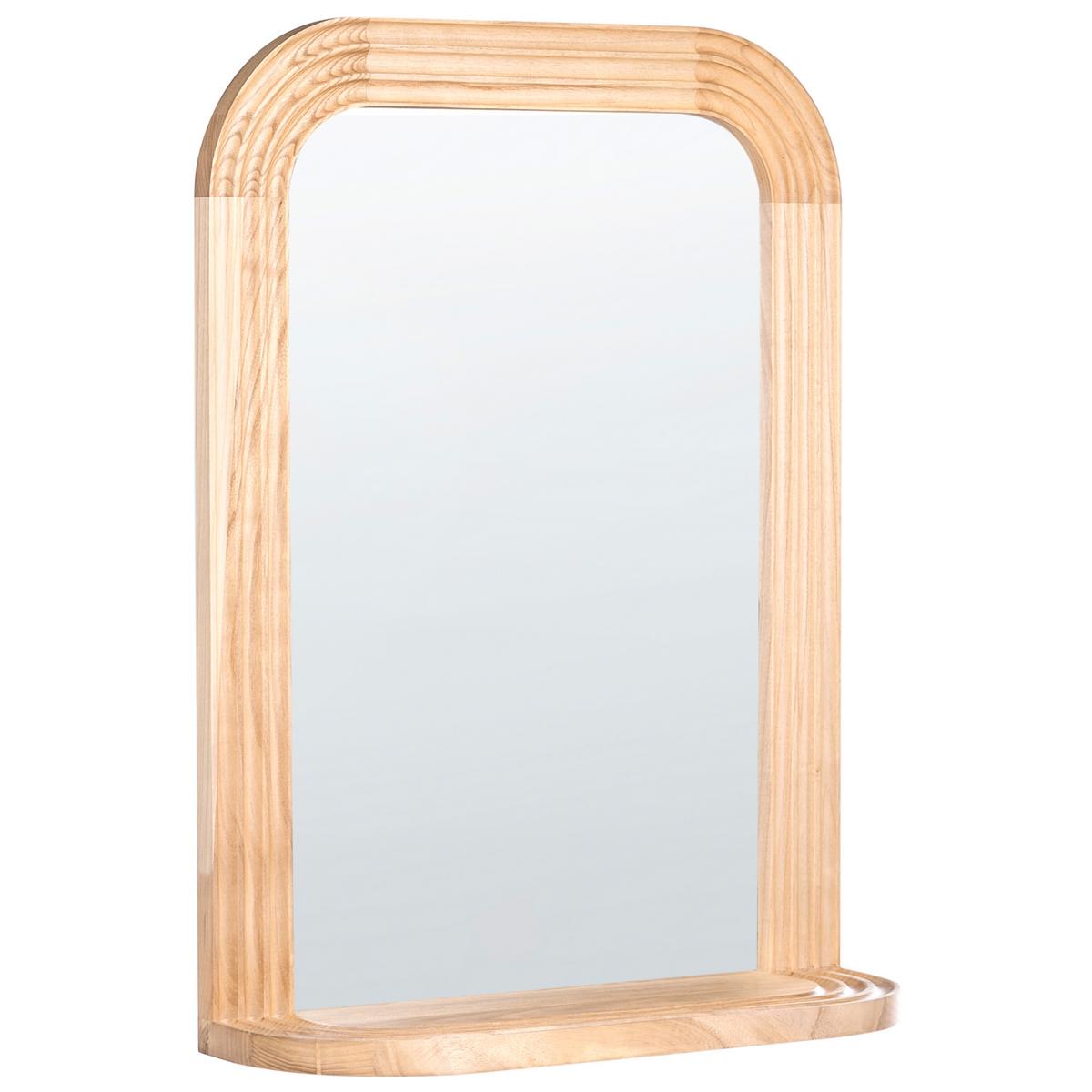 WANDSPIEGEL mit Ablage 62/85 cm Paulownia-Holz Braun Riscle - Braun, Holz (62/85/20cm) - Beliani