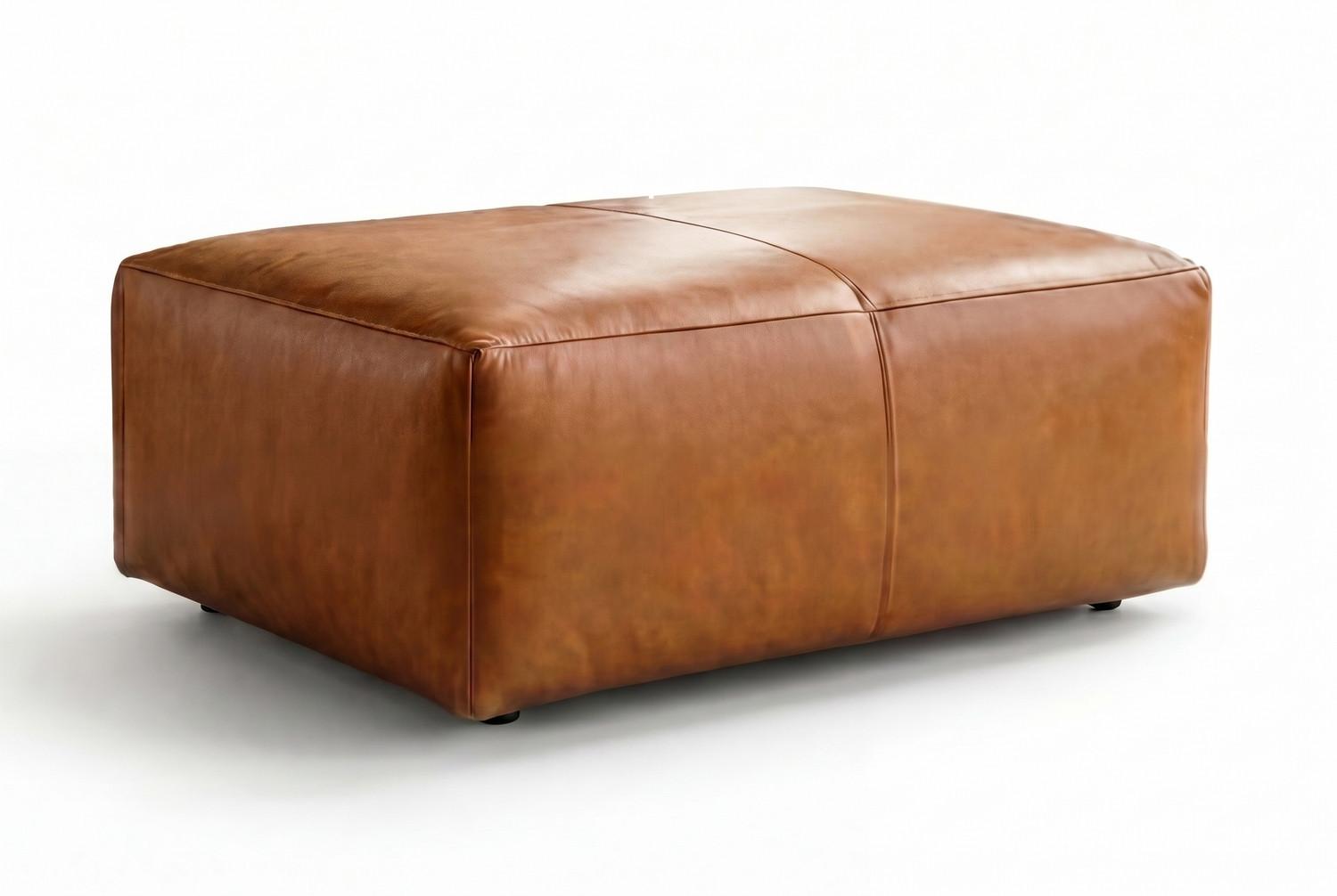 POLSTERHOCKER CELESTE Braun Leder - Braun, Leder/Kunststoff (120/48/80cm) - KAWOLA