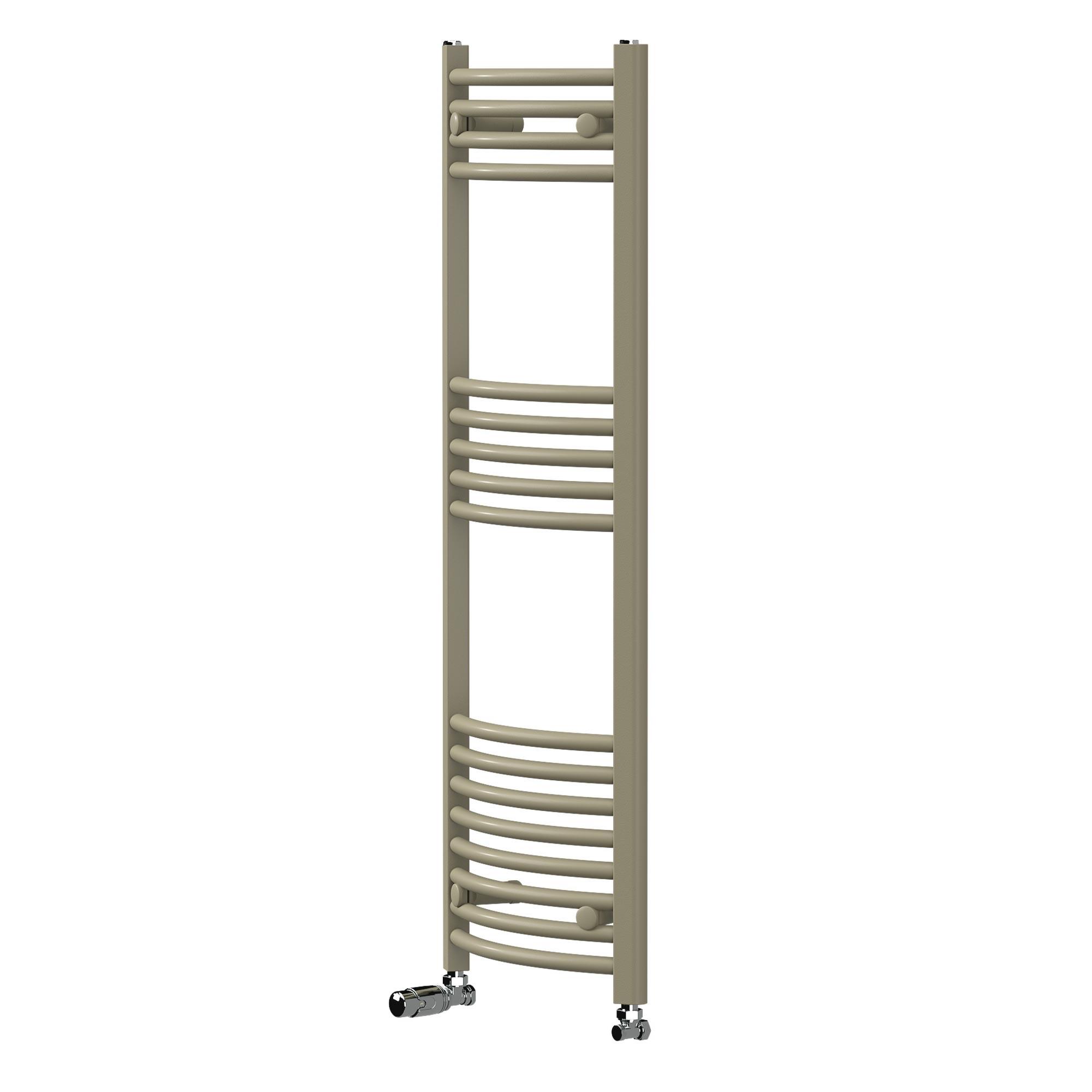 HANDTUCHHEIZKÖRPER 400 x 1200 mm Beige mit Thermostatventil Badheizkörper gebogen mit Seitenanschluss - Beige, Metall (40/120/3cm) - LuxeBath