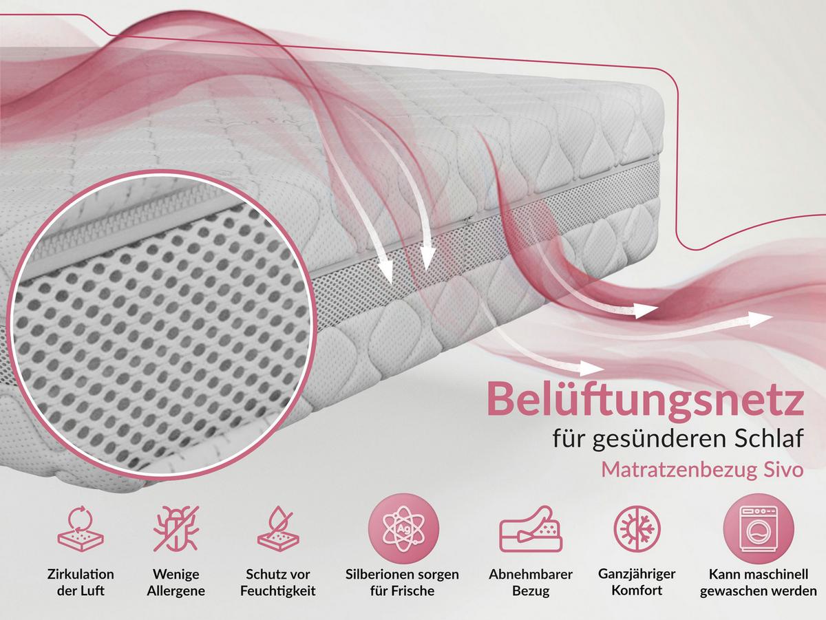 VISCOMATRATZE DIVO - 120/200 - H2 - Sivo - Weiß, Textil (120/200cm) - MKS