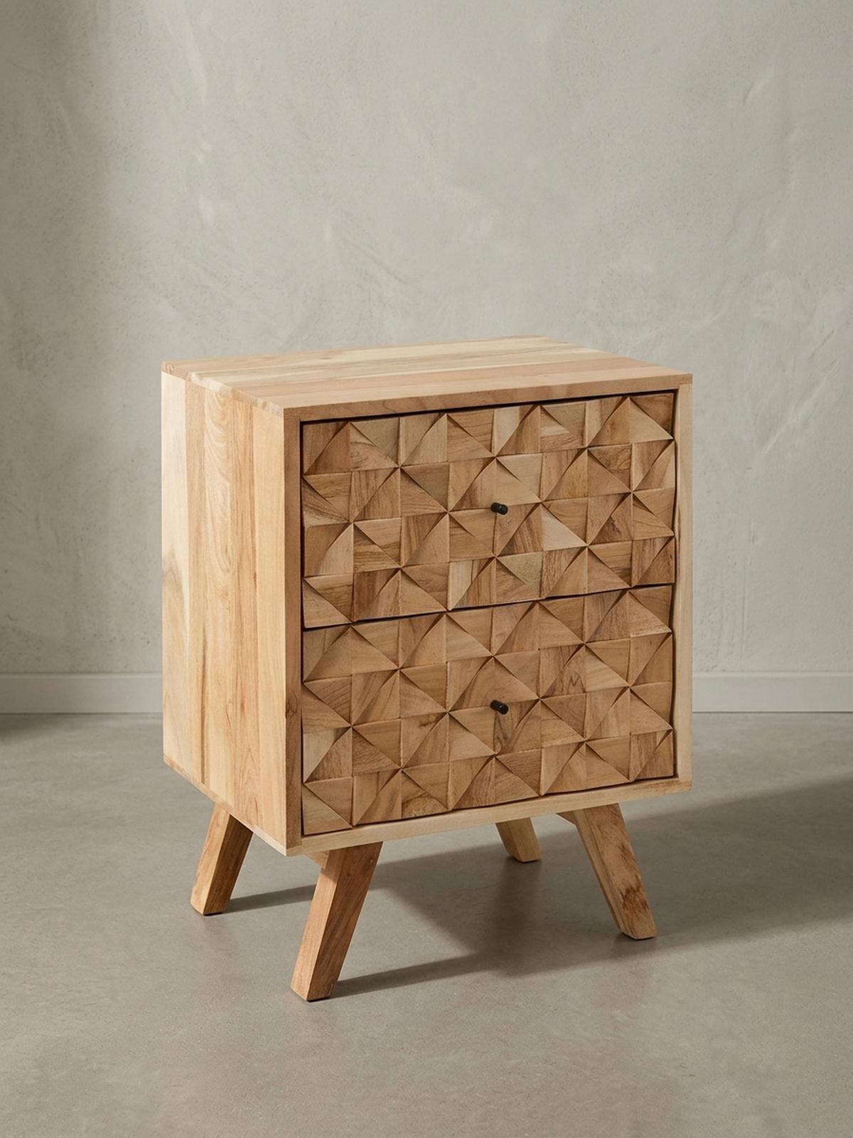 NACHTTISCH – Massivholz, 2 Schubladen, handgefertigt, moderner Landhausstil - Beige, Holz/Metall (44/61/35cm) - KADIMA DESIGN