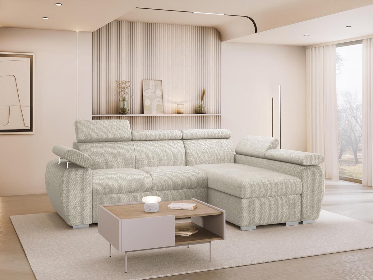 ECKSOFA Boston Mini, Seite: Rechts - 2R+LC - Chromfarben/Mokka, Holz/Textil (255/170cm) - MIRJAN24