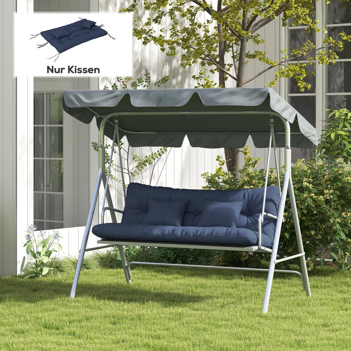 SITZKISSEN 4er Set Polyester PP-Baumwolle Marineblau - Blau, Textil (50/12/150cm) - Outsunny