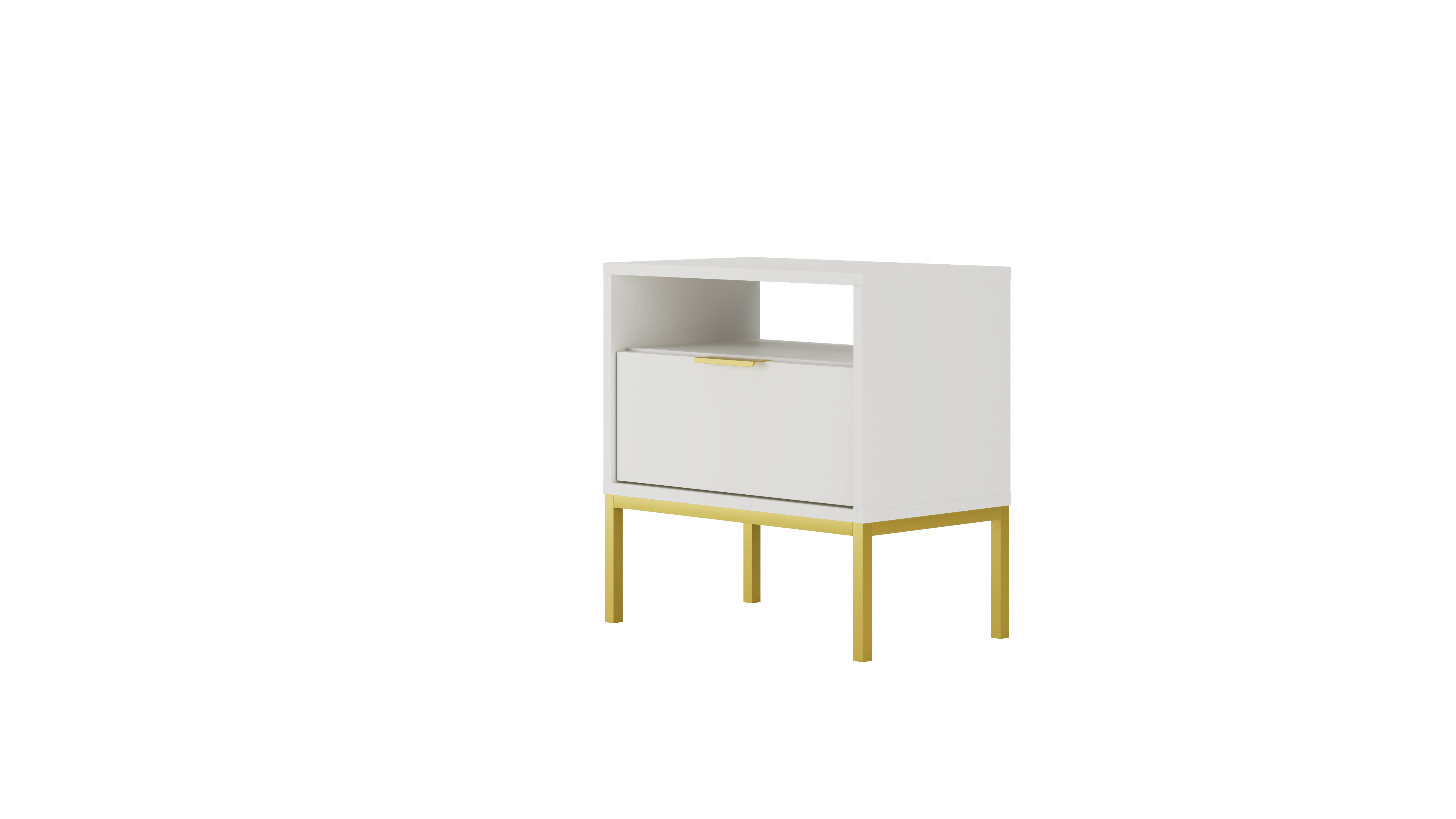 NACHTSCHRANK Austin 33/56,4/55 cm - Goldfarben/Weiß, Holzwerkstoff (33/56/55cm) - RAUMHIRSCH FURNITURE