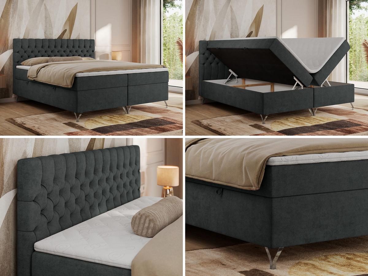 BOXBETT GRIMALDI 200/200 Dunkelgrau Struktur - H3 - Dunkelgrau, Holz/Textil (200/200cm) - MKS
