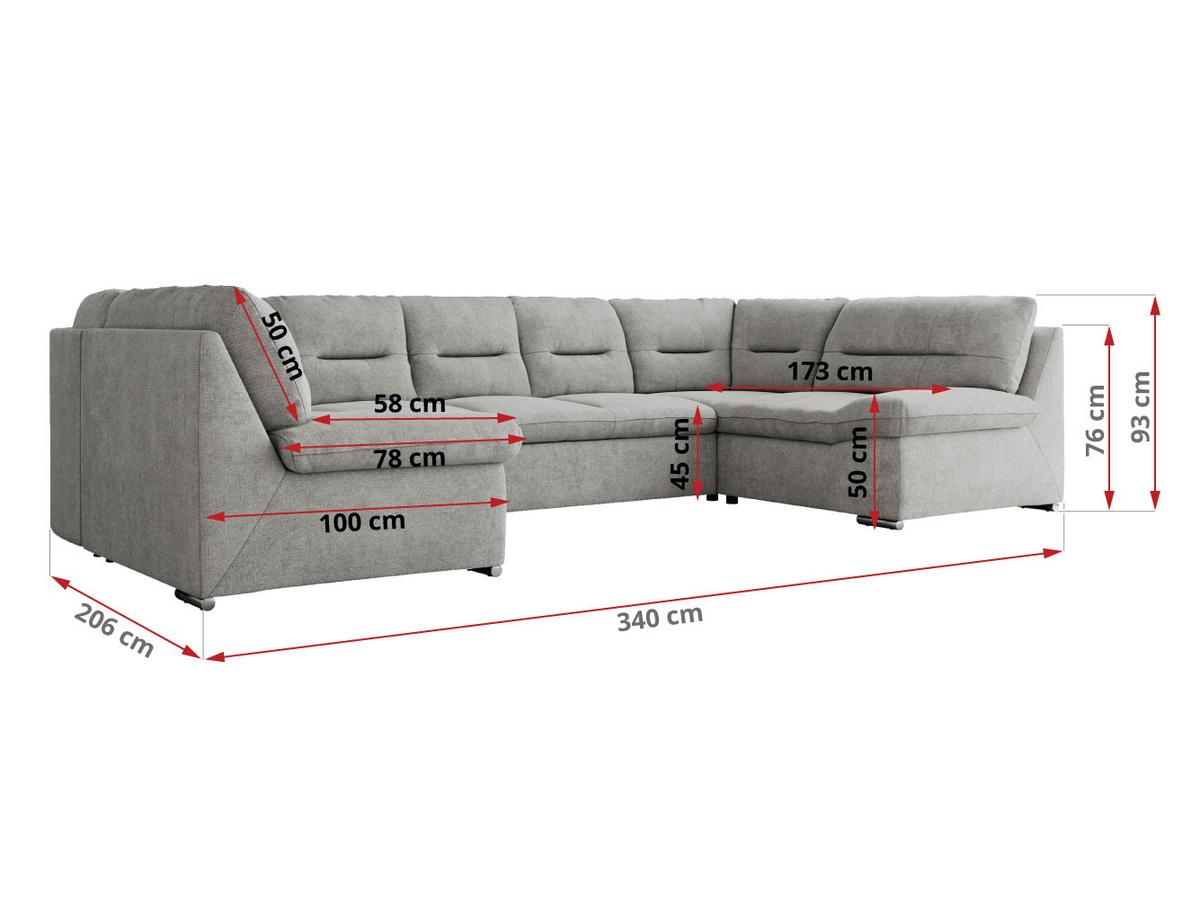 WOHNLANDSCHAFT COMODO U Hellgrau Struktur - Silberfarben/Hellgrau, Textil/Metall (340/93/206cm) - MKS