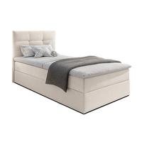 BOXBETT GECETENI 100x200 cm mit Bettkasten und Matratze - Beige + TOPPER - Beige/Schwarz, Holz/Holzwerkstoff (100/200cm) - AX Living
