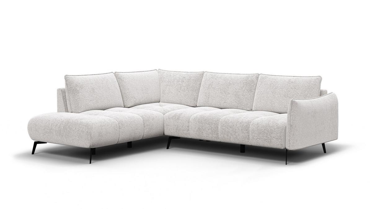 ECKSOFA AERA 5-Sitzer links, ecru - Ecru/Schwarz, Holz/Textil (268/206cm) - Wozimo