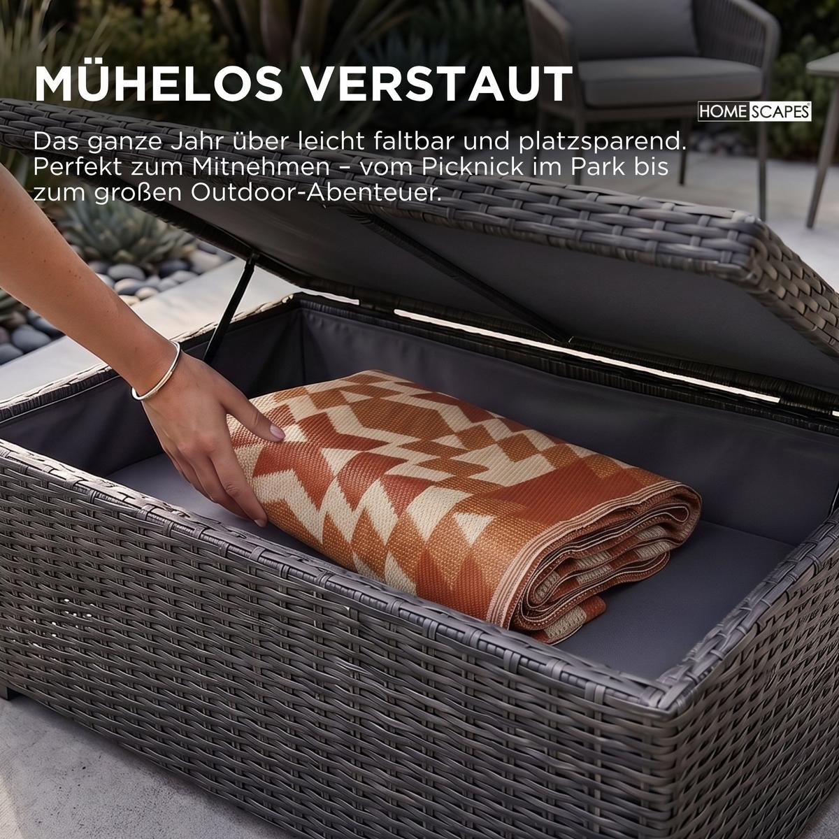 OUTDOORTEPPICH Anya, Ethno-Muster 240/300 cm - Orange, Kunststoff (240/300cm) - Homescapes