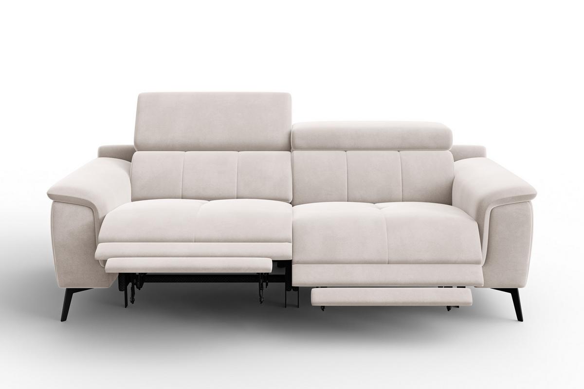 SOFA RELAX FIERO 3-Sitzer, Beiger Veloursstoff - Beige/Schwarz, Holz/Textil (212/82/103cm) - Courtois Laville