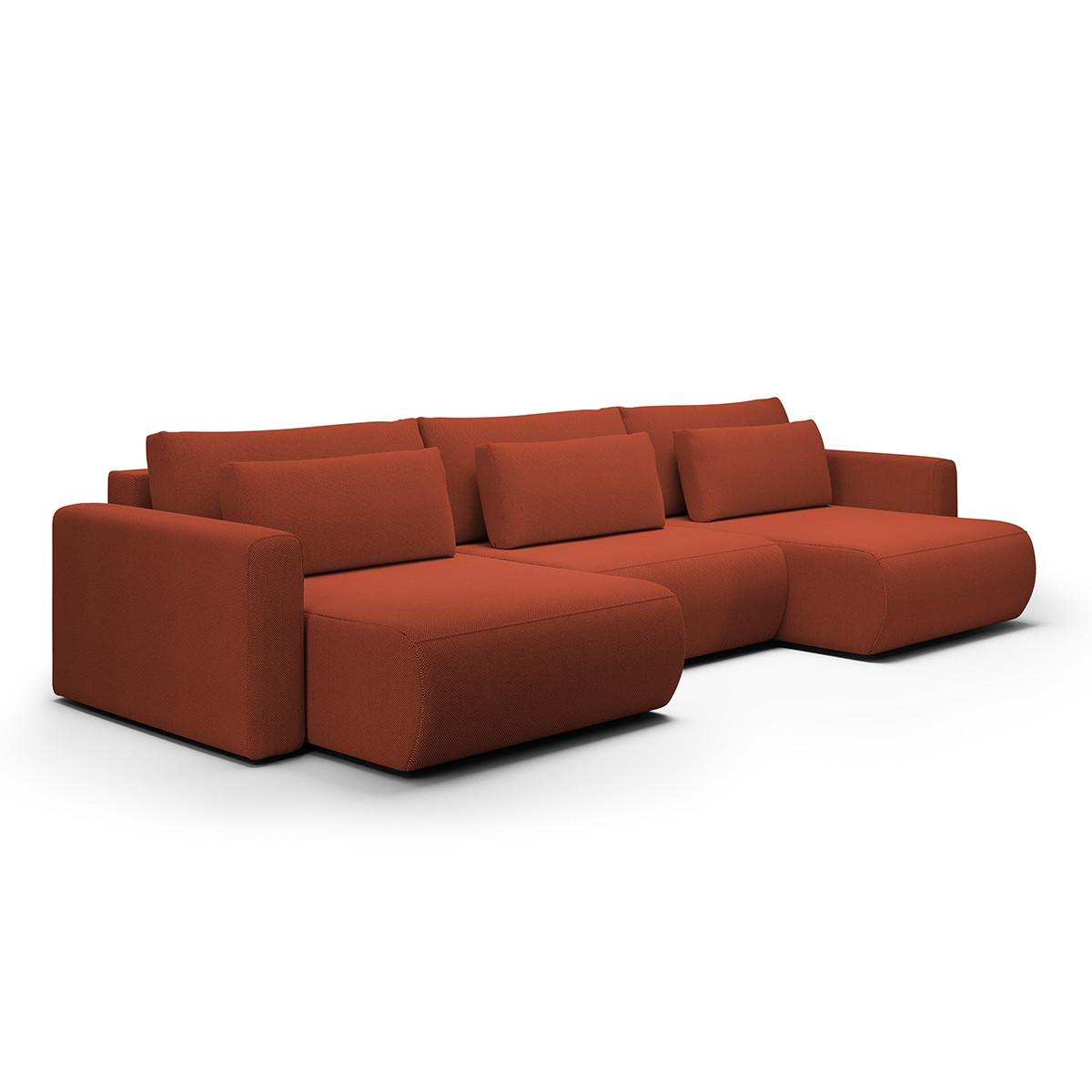 PANORAMASOFA Evy 4 Sitzplätze Orange - Orange, Holz (340/82/149cm) - Petits-meubles