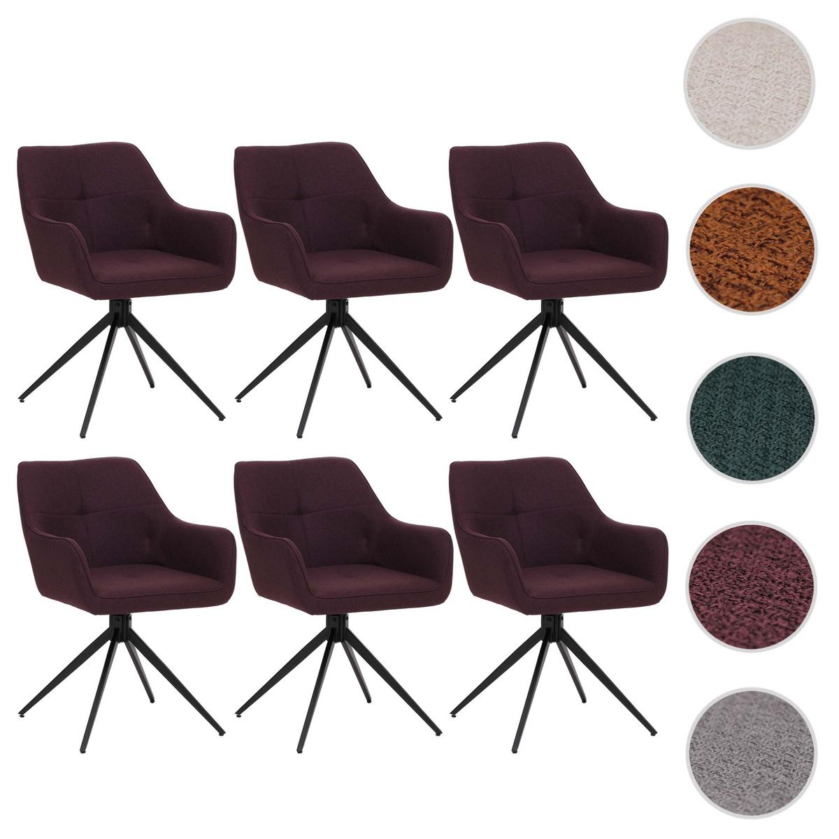 ESSZIMMERSTUHL Schwarz, Bordeaux 6er-Set - Bordeaux/Schwarz, Textil (53/80/59cm) - MCW