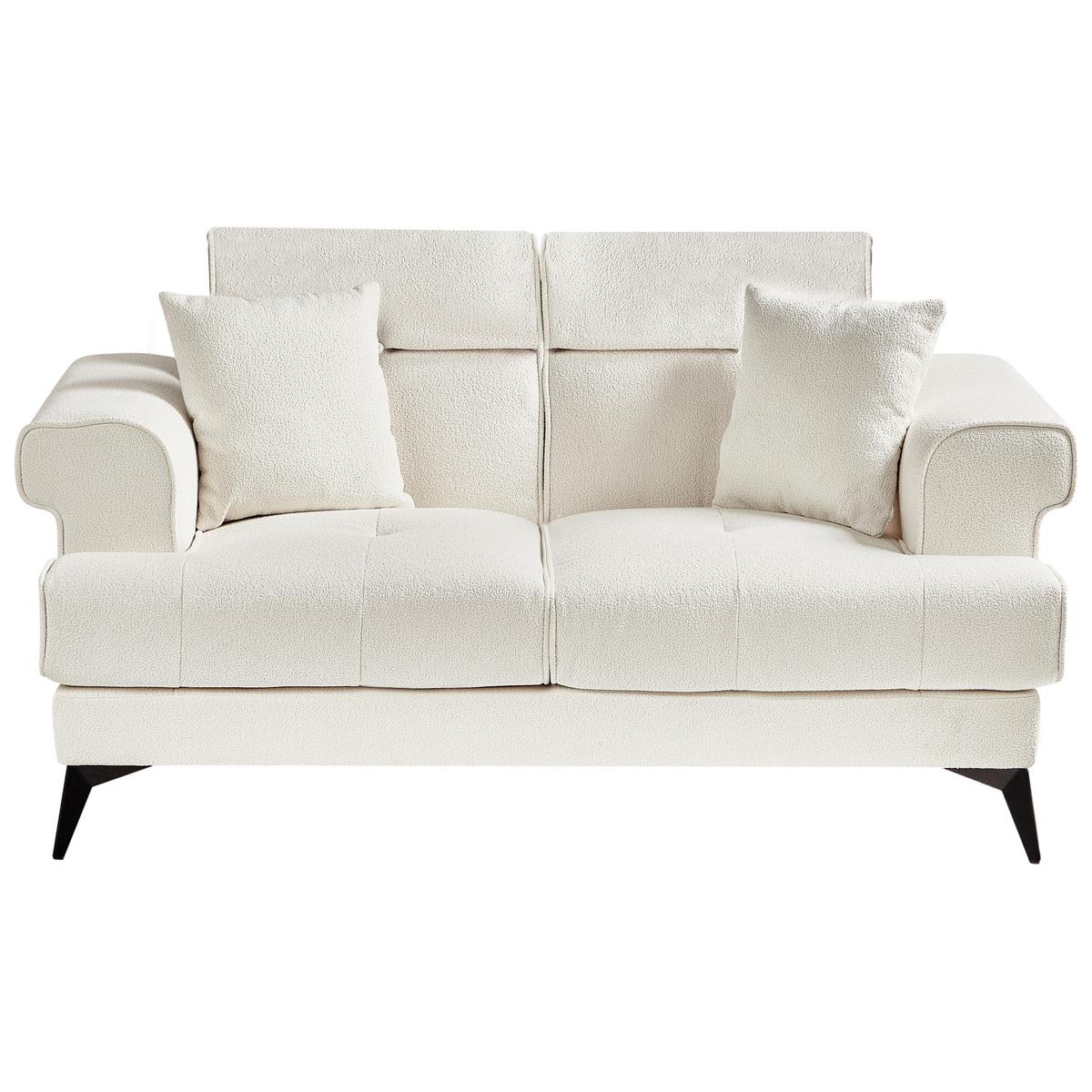 2-SITZER-SOFA Bouclé Weiß Skive - Weiß, Textil (160/88/85cm) - Beliani