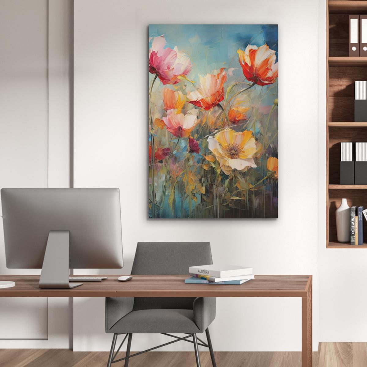 AKUSTIKBILD Blumen - Aquarell - Kunst - Botanisch - Natur Wanddeko 70x100 cm - Orange, Kunststoff (70/100/0.9cm) - MuchoWow