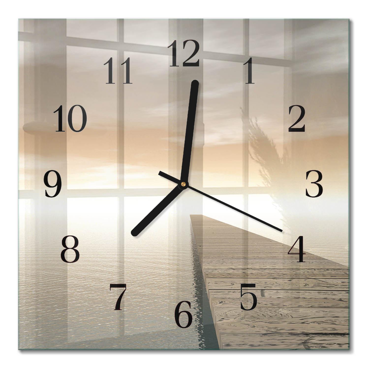 WANDUHR aus Glas 30x30 cm - Pier - Braun, Glas (30/30/0.4cm) - TULUP