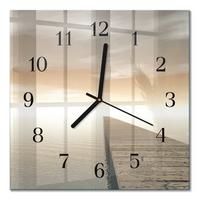 WANDUHR aus Glas 30x30 cm - Pier - Braun, Glas (30/30/0.4cm) - TULUP