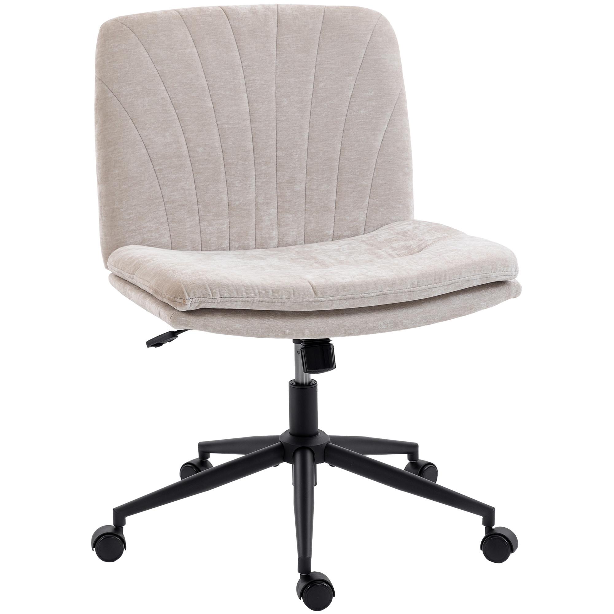 HOMEOFFICE-STUHL Polyester Beige - Beige/Schwarz, Textil/Metall (62/93/67cm) - HOMCOM