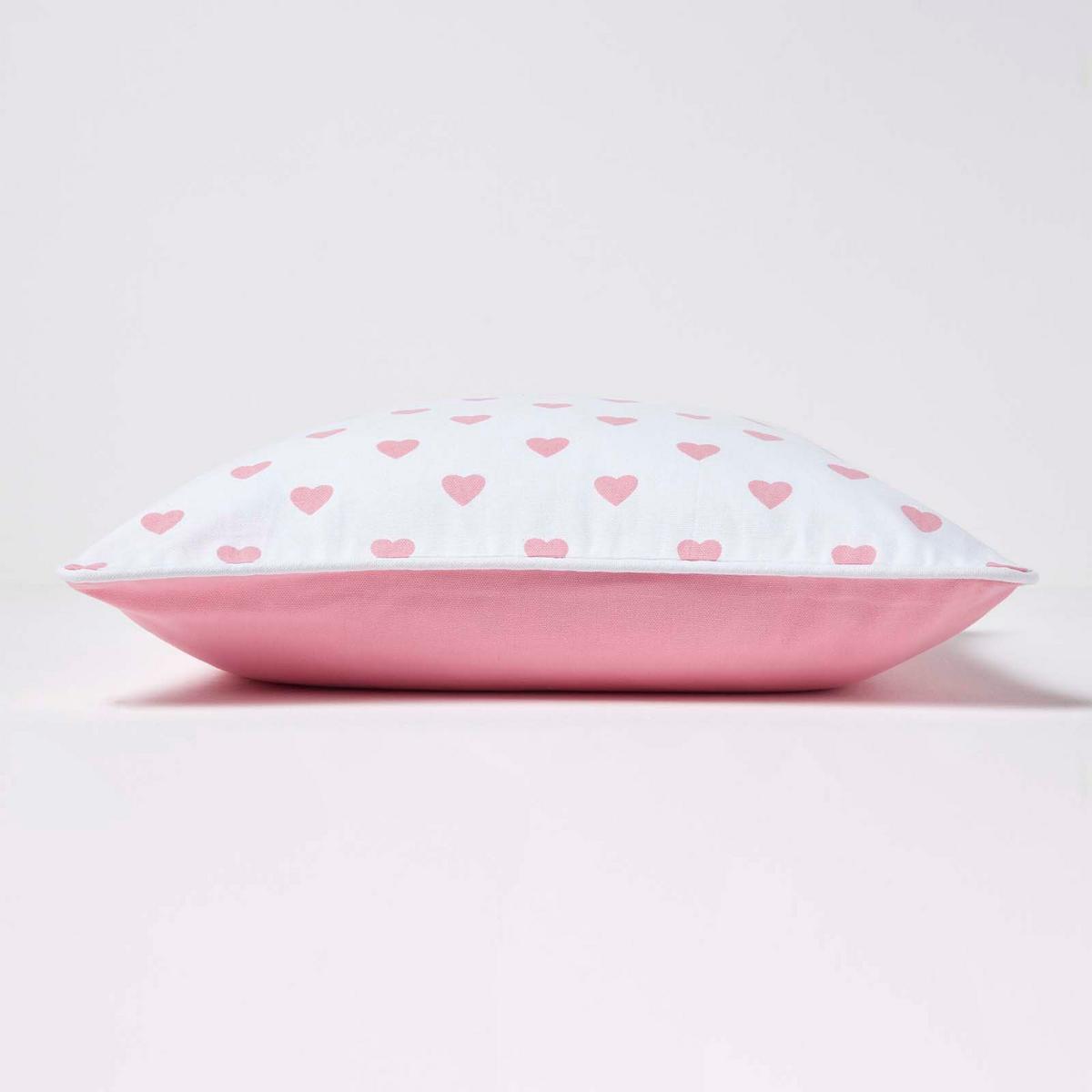 KISSENHÜLLE Herzen 45/45 cm, 100% Baumwolle - Rosa, Textil (45/45cm) - Homescapes