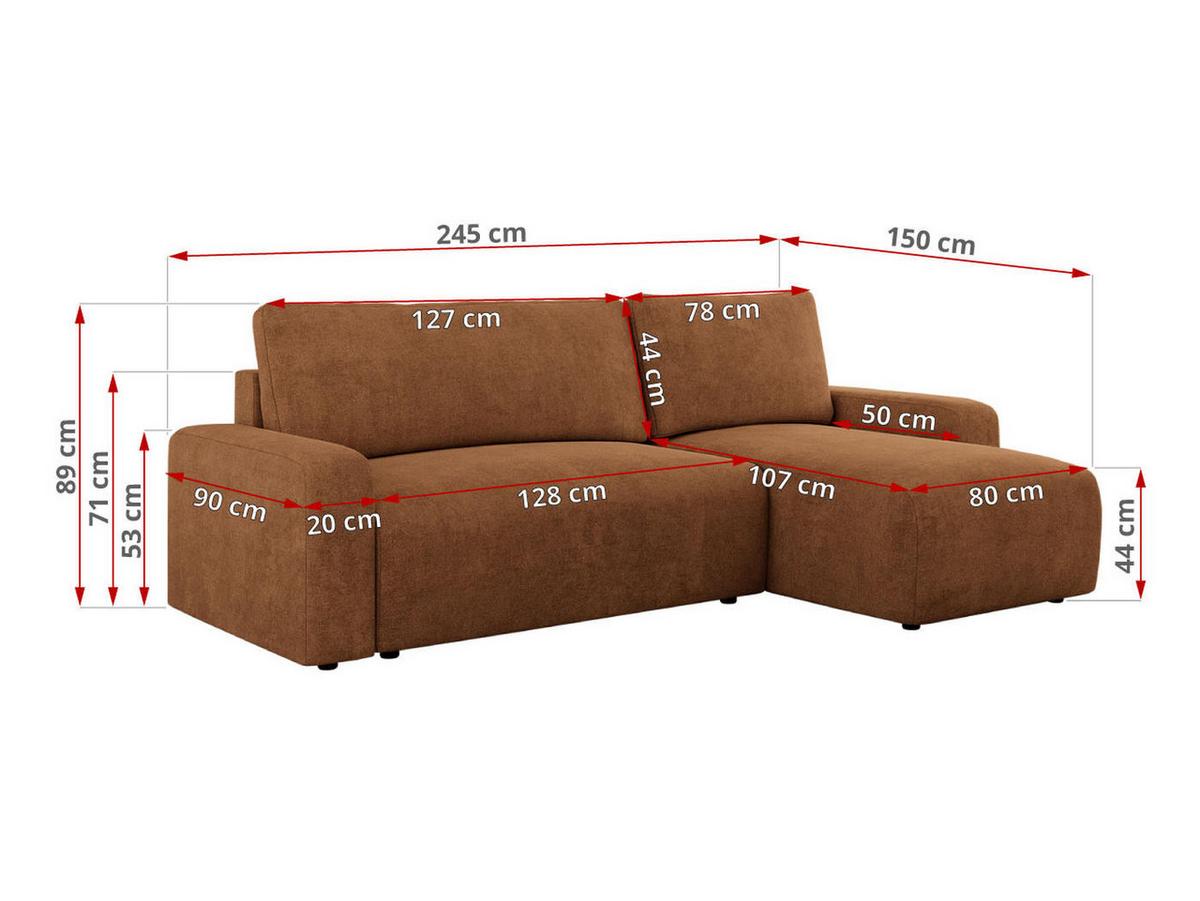 ECKSOFA ARGOS Orange Struktur - Schwarz/Orange, Kunststoff/Textil (245/150cm) - MKS