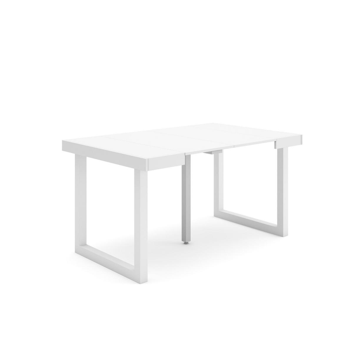 KONSOLENTISCH ausziehbar 58 bis 140cm, für 6 Gäste, weiß, 90/58/73cm - Weiß, Holzwerkstoff (90/140/73cm) - Skraut Home