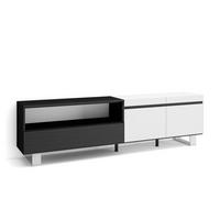 LOWBOARD, Weiß, Schwarz, 200/35/57cm - Schwarz/Weiß, Holzwerkstoff (200/57/35cm) - Skraut Home