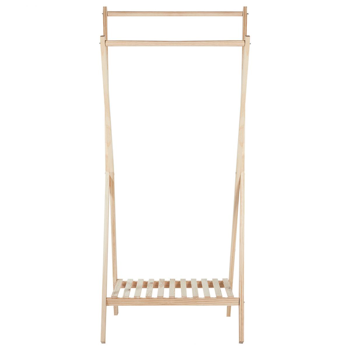 KLEIDERSTÄNDER Tannenholz hellbraun 155 cm Denver - Hellbraun, Holz (64/155/47cm) - Beliani