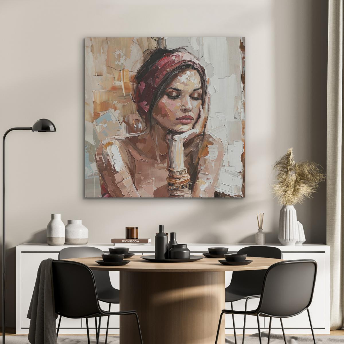 AKUSTIKBILD Frau - Lackierung - Porträt - Modern Akustikpaneele 90x90 cm - Altrosa, Kunststoff (90/90/0.9cm) - MuchoWow
