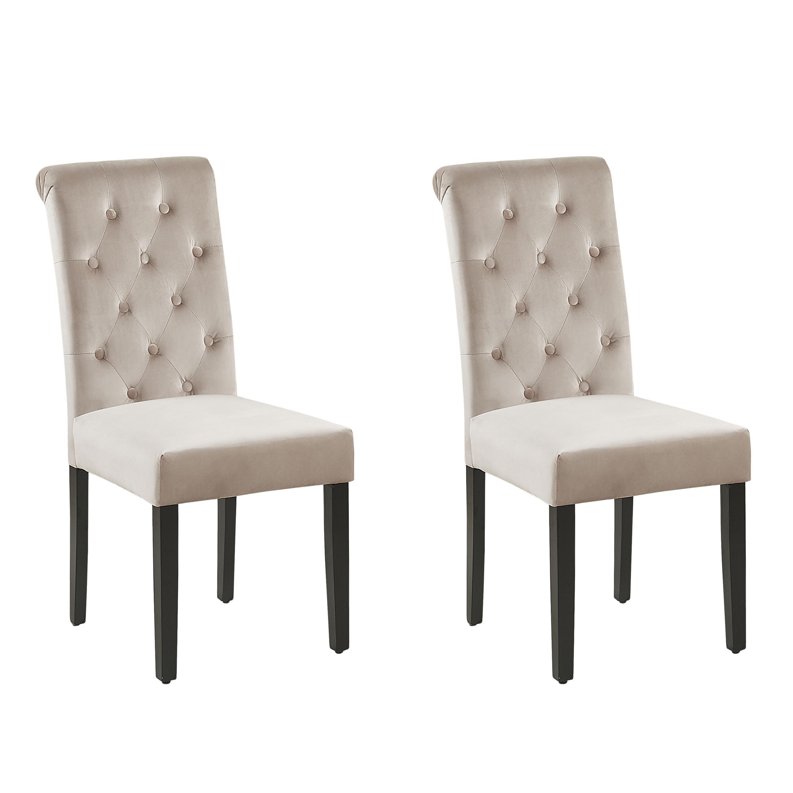 ESSZIMMERSTUHL 2er-Set Samtstoff Grau Velva - Grau, Holz/Textil (46/98/48cm) - Beliani